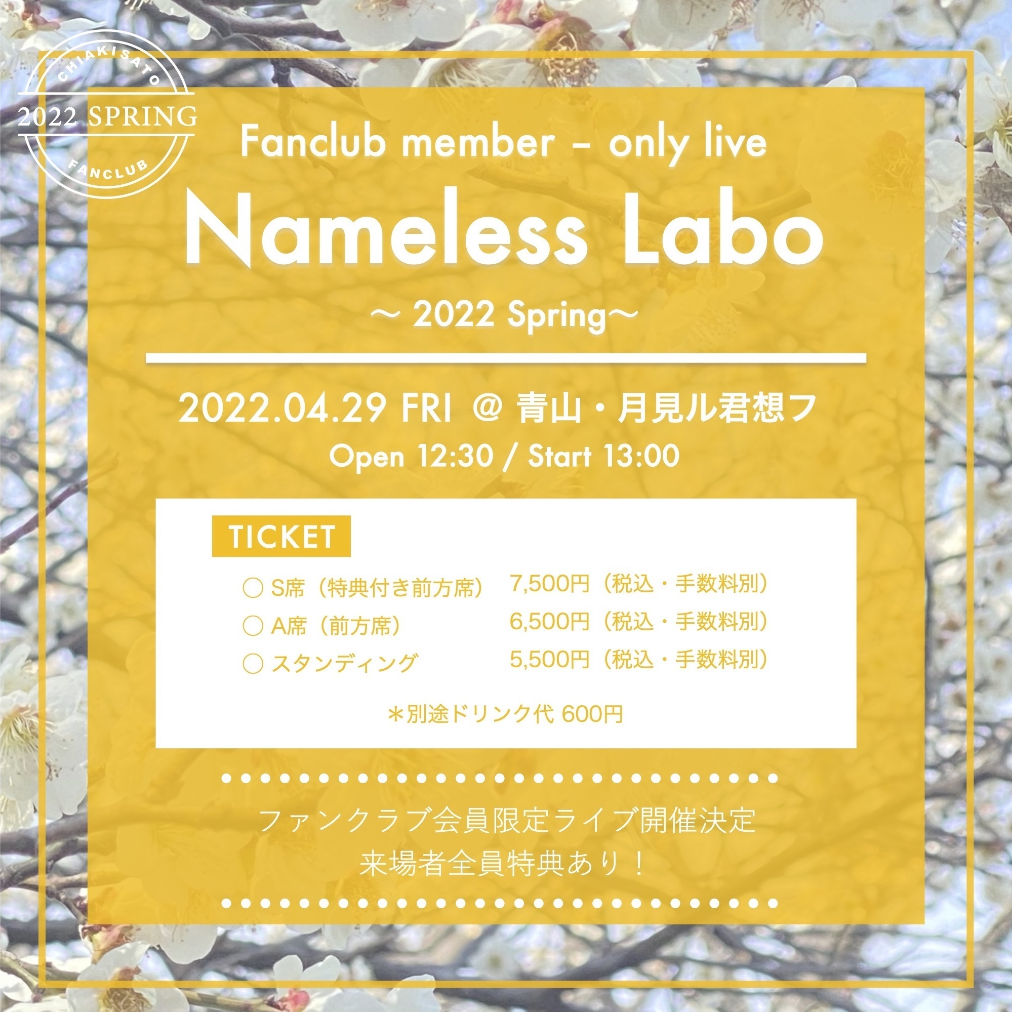 FC会員限定ライブ「Nameless Labo 〜 2022 Spring 〜」 | 佐藤千亜妃